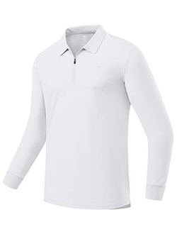 JINSHI Men's Golf Shirts Long Sleeve Golf Shirts Sport Polo Shirts 1/4 Zip Pullover Athletic Shirts