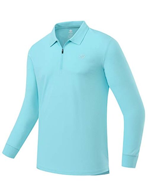 JINSHI Men's Golf Shirts Long Sleeve Golf Shirts Sport Polo Shirts 1/4 Zip Pullover Athletic Shirts