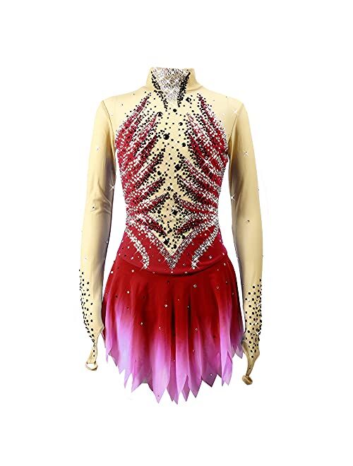 LIUHUO Ice Skating Dress Women's Girl Figure Skating Dress Colored Teens