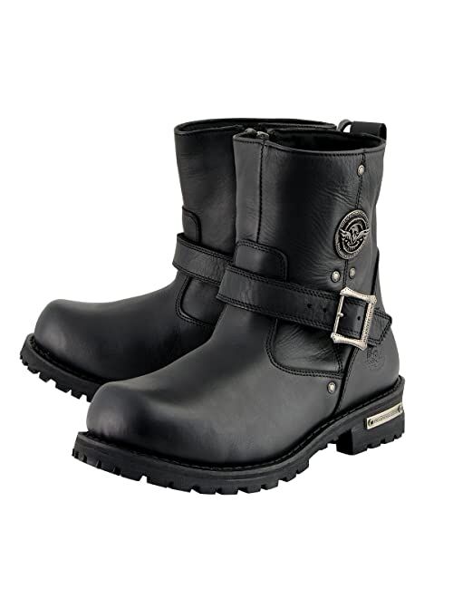 Milwaukee Leather MBM9040 Men's Black 6-inch Classic Engineer Boots with Side Zipper