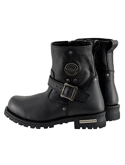 Milwaukee Leather MBM9040 Men's Black 6-inch Classic Engineer Boots with Side Zipper