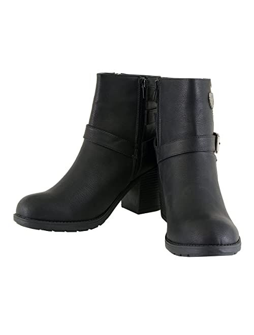 Milwaukee Performance Milwaukee Leather MBL9405 Women's Black Boots with Side Zipper and Triple Buckle Adjustment