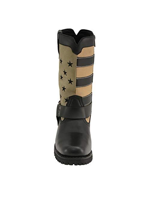 Milwaukee Leather MBL9363 Womens Stars and Stripes Black and Tan Harness Boots - 7.5