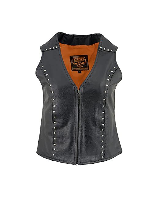 Milwaukee Leather ML2078 Women's Black Leather Vest with Studding Detail
