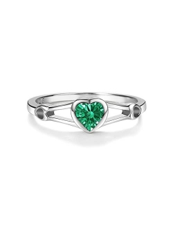 Precious Pieces Sterling Silver Simulated CZ Birthstone Heart Ring for Baby, Girl or Pinky