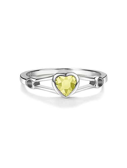 Precious Pieces Sterling Silver Simulated CZ Birthstone Heart Ring for Baby, Girl or Pinky