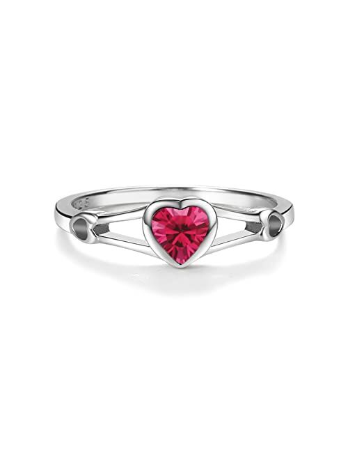 Precious Pieces Sterling Silver Simulated CZ Birthstone Heart Ring for Baby, Girl or Pinky