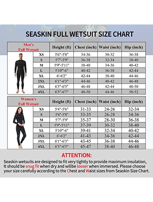 Seaskin Mens 3mm Shorty Wetsuit Womens, Full Body Diving Suit Front Zip Wetsuit for Diving Snorkeling Surfing Swimming