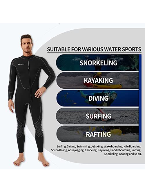 Seaskin Mens 3mm Shorty Wetsuit Womens, Full Body Diving Suit Front Zip Wetsuit for Diving Snorkeling Surfing Swimming