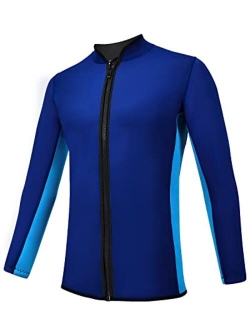 REALON Wetsuits Top Jacket Women Men 2mm Neoprene Long Sleeve Shirt 3mm Front Zipper Vest Wet Suit Keep Warm for Adult Diving Surf Swim Water Sports