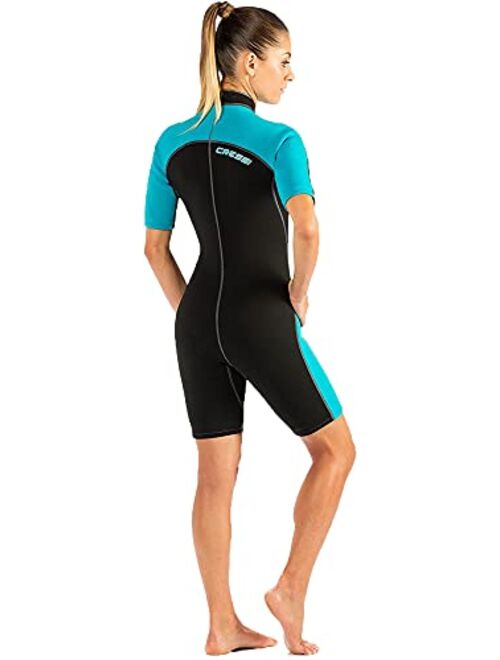 Cressi Ladies Full Front Zip Wetsuit for Swimming Snorkeling Scuba Diving Lido Short Designed in Italy