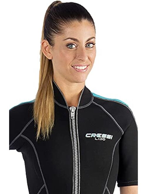 Cressi Ladies Full Front Zip Wetsuit for Swimming Snorkeling Scuba Diving Lido Short Designed in Italy