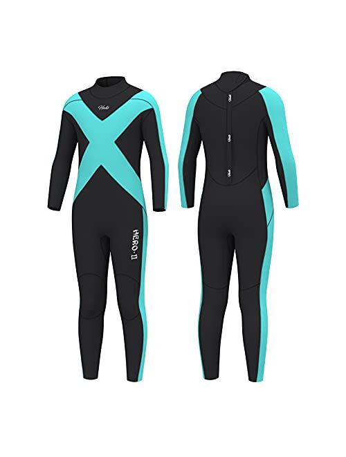 Hevto Promotion Wetsuits Men Women and Kids 3mm Neoprene Full Scuba Diving Suits Surfing Swimming Keep Warm Back Zip for Water Sports