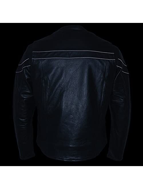 Milwaukee Leather LKM1725 Men's Black Sporty Crossover Scooter Leather Jacket - Large