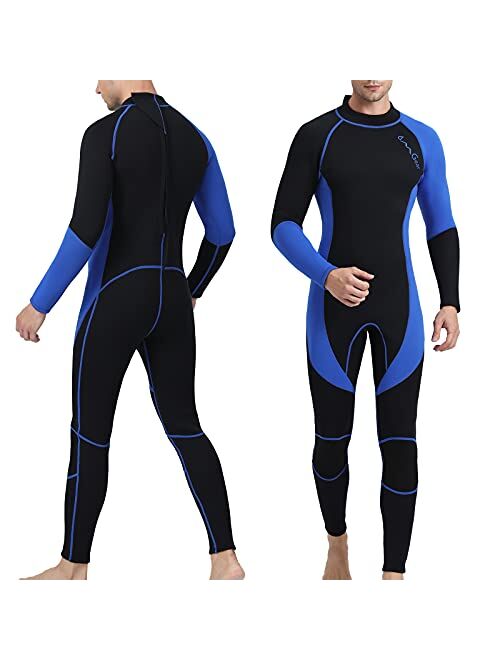 OMGear Wetsuit Men Women 3mm Neoprene Full Body UV Protection One Piece Long Sleeves Scuba Diving Suits Back Zipper Swimsuit for Scuba Diving Surf Snorkeling Swimming