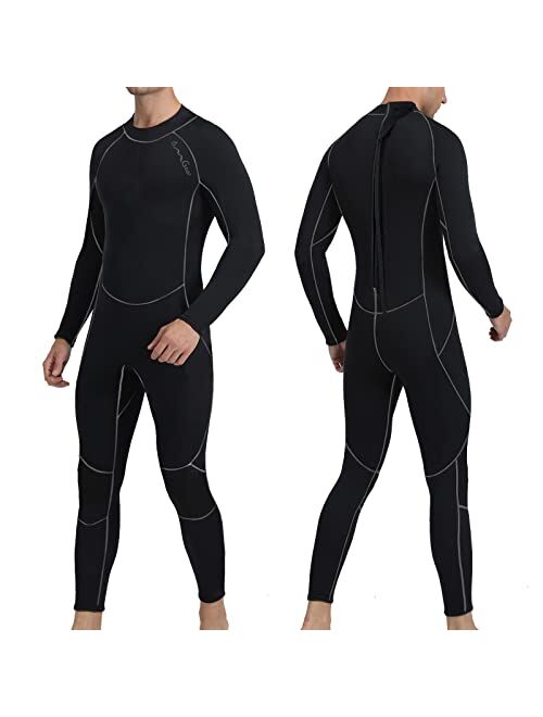 OMGear Wetsuit Men Women 3mm Neoprene Full Body UV Protection One Piece Long Sleeves Scuba Diving Suits Back Zipper Swimsuit for Scuba Diving Surf Snorkeling Swimming