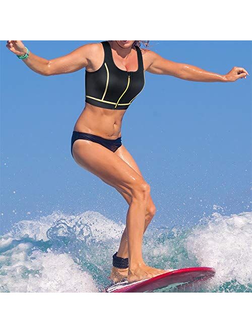 CtriLady Womens High Impact Neoprene Wetsuit Crop Tank Top Full Cup Sport Bra Vest for Surfing Snorkeling Paddling Fitness