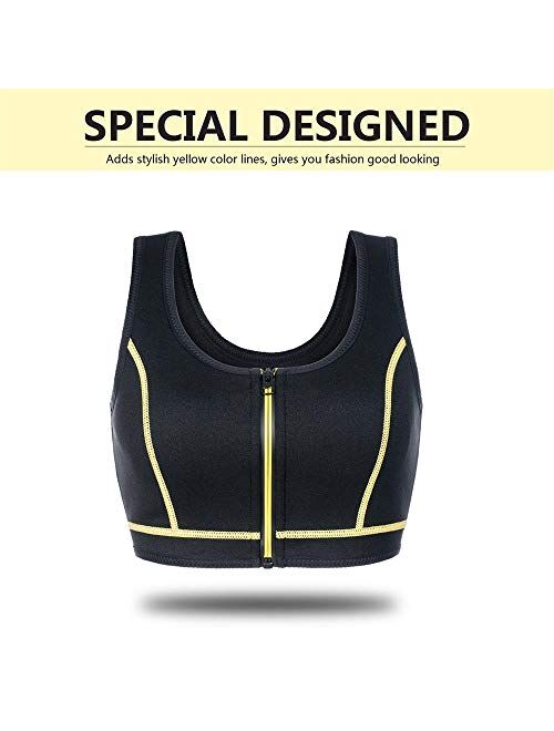 CtriLady Womens High Impact Neoprene Wetsuit Crop Tank Top Full Cup Sport Bra Vest for Surfing Snorkeling Paddling Fitness