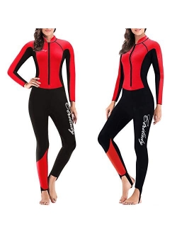 CtriLady Wetsuit Women 2mm Neoprene Full Wetsuit Long Sleeve Diving Suits with Front Zipper UV Protection Full Body Swimwear for Swimming Diving Surfing Kayaking Snorkeli