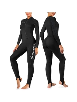 CtriLady Wetsuit Women 2mm Neoprene Full Wetsuit Long Sleeve Diving Suits with Front Zipper UV Protection Full Body Swimwear for Swimming Diving Surfing Kayaking Snorkeli