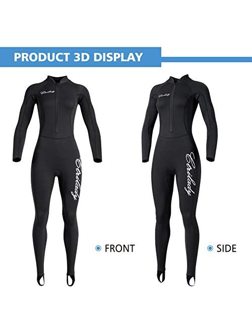 CtriLady Wetsuit Women 2mm Neoprene Full Wetsuit Long Sleeve Diving Suits with Front Zipper UV Protection Full Body Swimwear for Swimming Diving Surfing Kayaking Snorkeli