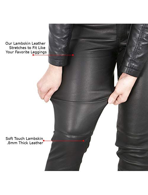 Milwaukee Leather MLL6690 'Sandy' Womens Black Lambskin Stretch Leather Pants