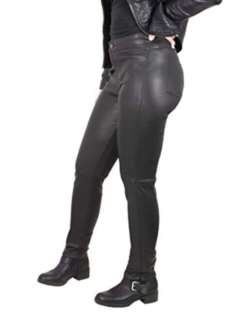 Milwaukee Leather MLL6690 'Sandy' Womens Black Lambskin Stretch Leather Pants