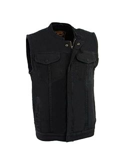 Milwaukee Leather MDM3000 Men's Black Denim Quick Draw Dual Closure Club Style Vest