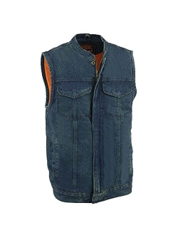 Milwaukee Leather MDM3000 Men's Black Denim Quick Draw Dual Closure Club Style Vest