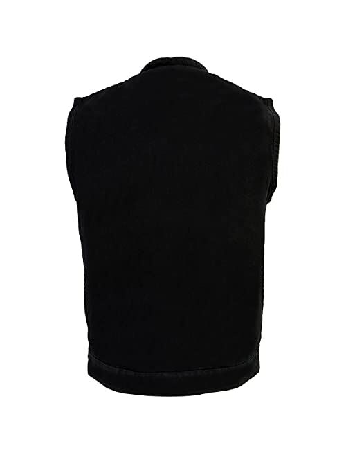 Milwaukee Leather MDM3000 Men's Black Denim Quick Draw Dual Closure Club Style Vest