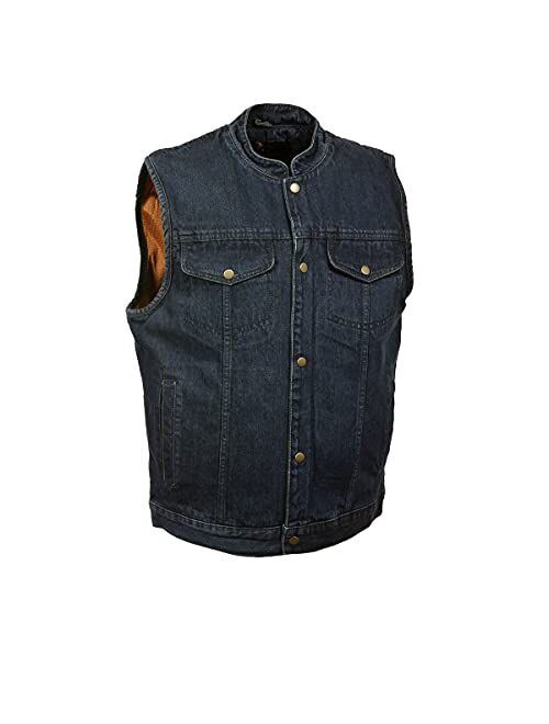 Milwaukee Leather DM2238 Men's Black Denim Snap Front Club Style Vest