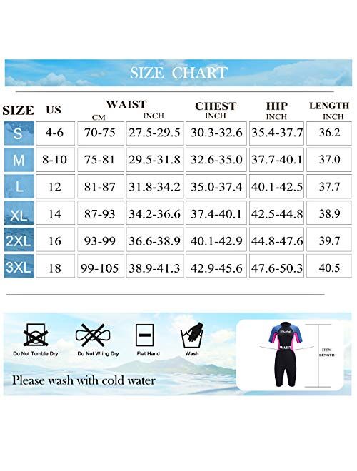 CtriLady Wetsuit Shorty Wetsuit for Women 1.5mm Neoprene Short Sleeve Diving Suits with Back Zipper UV Protection Full Body Swimwear for Swimming Diving Surfing Kayaking 