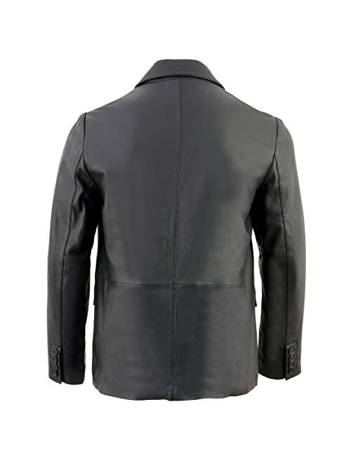 Milwaukee Leather SFM1880 Men's Black 2-Button Closure Car Coat Blazer Leather Jacket