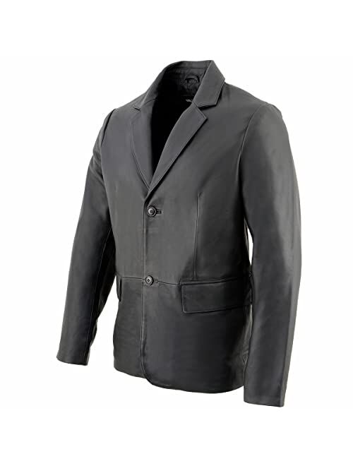 Milwaukee Leather SFM1880 Men's Black 2-Button Closure Car Coat Blazer Leather Jacket