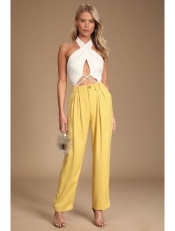 Sophisticated Take Yellow High-Waisted Trouser Pants