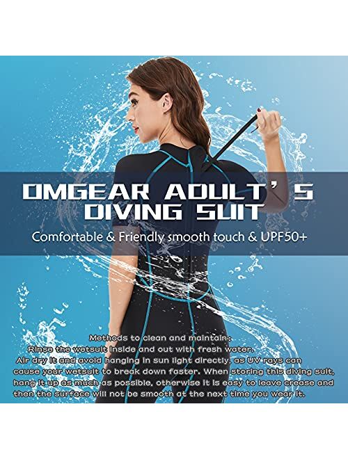 OMGear Wetsuit Women Men 2mm Neoprene Dive Shorty Wet Suit Thermal Short Sleeve Swimsuit for Adults Front Zipper UV Protection Bathing Suit for Snorkeling Scuba Diving Fr