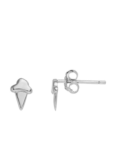 Fao Schwarz Sterling Silver Ice Cream Cone Stud Earrings