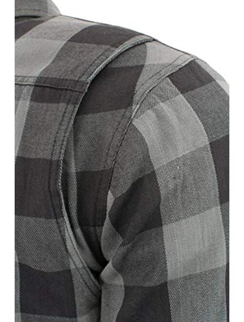 Milwaukee Leather MPM1630 Men's Armored Checkered Flannel Shirt with Aramid by Dupont Fibers