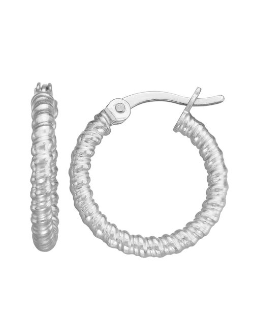 Kids' Junior Jewels Sterling Silver Ribbed Hoop Earrings