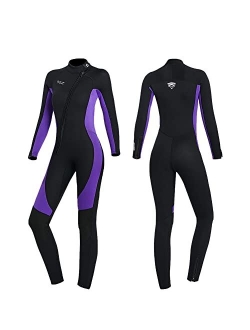 Skyone Wet Suits for Women Men Full Body 3MM Neoprene Wetsuit Diving Suit in Cold Water, Long Sleeves Front Zip Scuba Wetsuits One Piece Thermal Swimsuit for Surfing Snor