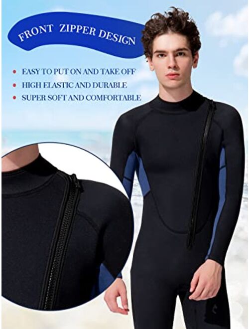 REALON Wetsuit Women and Men 3mm, Adult Mens Womens Full Neoprene Surfing Scuba Diving Wet Suits, One Piece Long Sleeves Cold Water Snorkeling Kayaking Paddle Boarding We