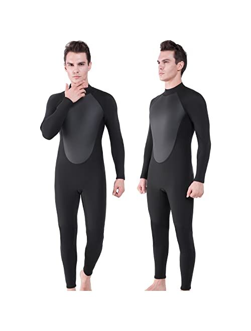 REALON Wetsuit Women and Men 3mm, Adult Mens Womens Full Neoprene Surfing Scuba Diving Wet Suits, One Piece Long Sleeves Cold Water Snorkeling Kayaking Paddle Boarding We