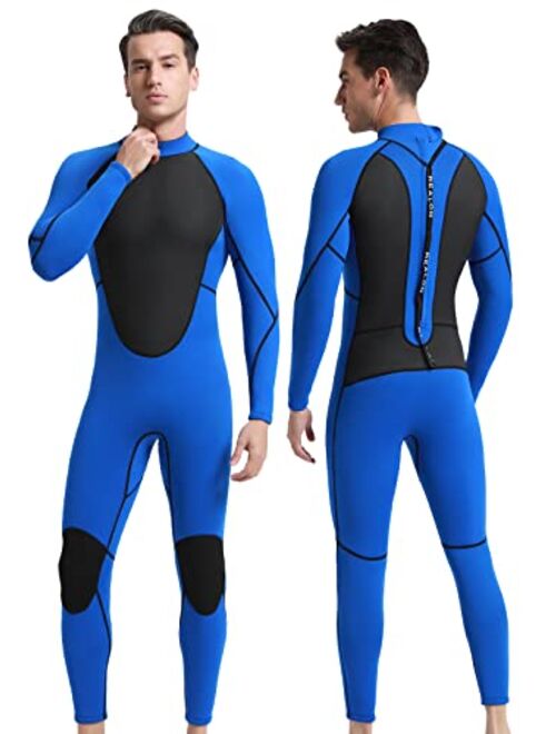 REALON Wetsuit Women and Men 3mm, Adult Mens Womens Full Neoprene Surfing Scuba Diving Wet Suits, One Piece Long Sleeves Cold Water Snorkeling Kayaking Paddle Boarding We