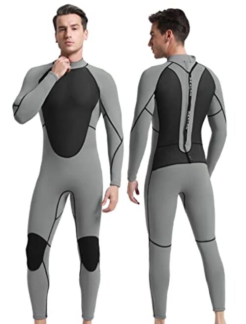 REALON Wetsuit Women and Men 3mm, Adult Mens Womens Full Neoprene Surfing Scuba Diving Wet Suits, One Piece Long Sleeves Cold Water Snorkeling Kayaking Paddle Boarding We