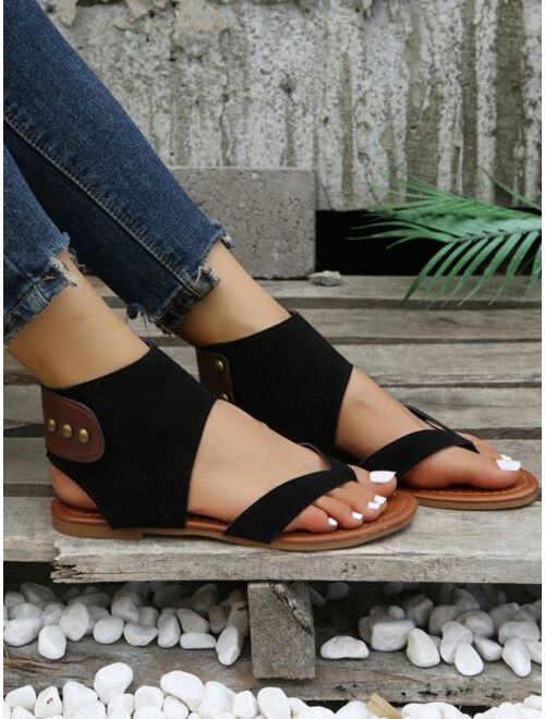 Shein Studded Decor Toe Post Thong Sandals