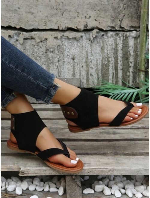 Shein Studded Decor Toe Post Thong Sandals