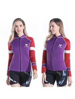 LayaTone Wetsuit Top Women 3mm Neoprene Jacket Surfing Scuba Diving Suit Tops Lady Long Sleeves Wet Suits Jacket Female Canoeing Snorkeling Diving Top Wetsuits