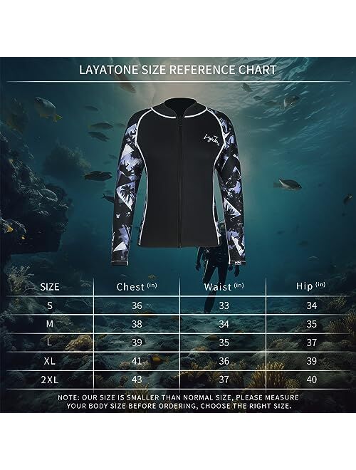 LayaTone Wetsuit Top Women 3mm Neoprene Jacket Surfing Scuba Diving Suit Tops Lady Long Sleeves Wet Suits Jacket Female Canoeing Snorkeling Diving Top Wetsuits