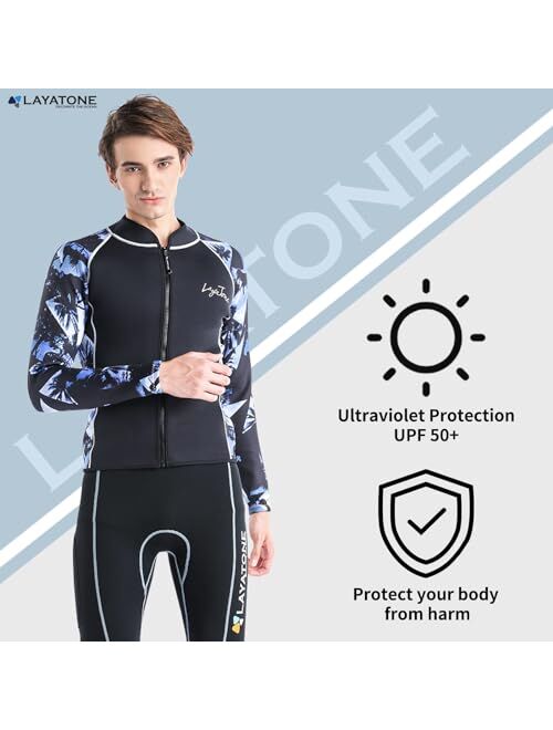 LayaTone Wetsuit Top Women 3mm Neoprene Jacket Surfing Scuba Diving Suit Tops Lady Long Sleeves Wet Suits Jacket Female Canoeing Snorkeling Diving Top Wetsuits