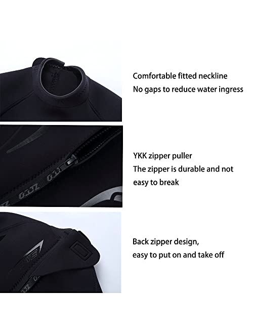 ZCCO Wetsuit 3mm Neoprene Wet Suit Full Body Long Sleeve Back Zip Diving Suit Thermal Suit for Water Sports Kayakboarding Surfing Snorkeling Scuba Diving Swimming